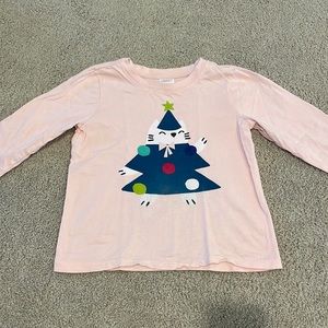 Hanna Andersson Christmas kitty, long sleeve shirt, size 5
